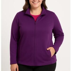 2/$30 Christopher & Banks Large Womens Purple Cotton Zip Up Track Jacket